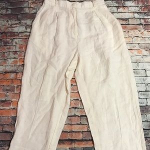 Eileen Fisher Ivory Linen Loose Casual Pants Large